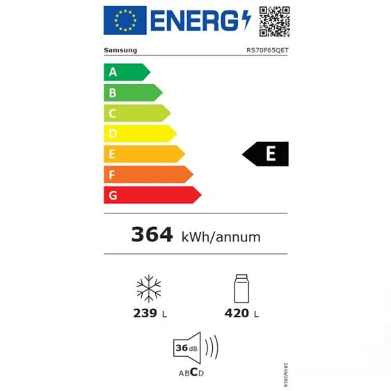 Refrigerator with freezer SAMSUNG Side-by-Side RS70F65QETEO, 659 l, Bespoke AI SBS - AI Energy, Wi-Fi, 178 cm