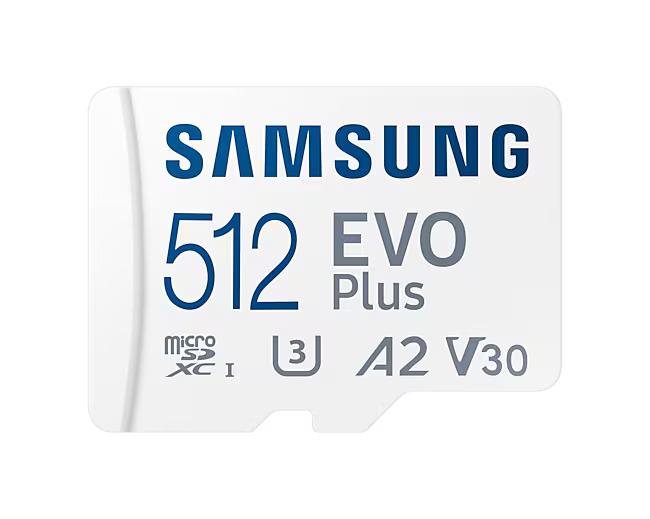 Memory card Samsung EVO Plus, microSDXC, UHS-I, 512GB, Adapter