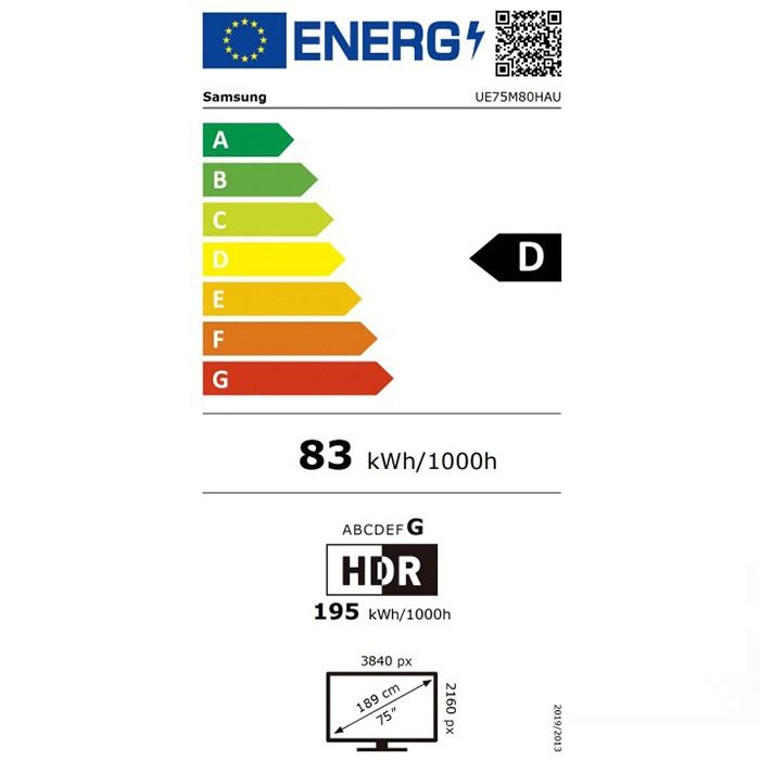 TV SAMSUNG UE75M80HAUXXH, 75", Mini LED, 4K Vision AI, Smart TV, M80H (2026)