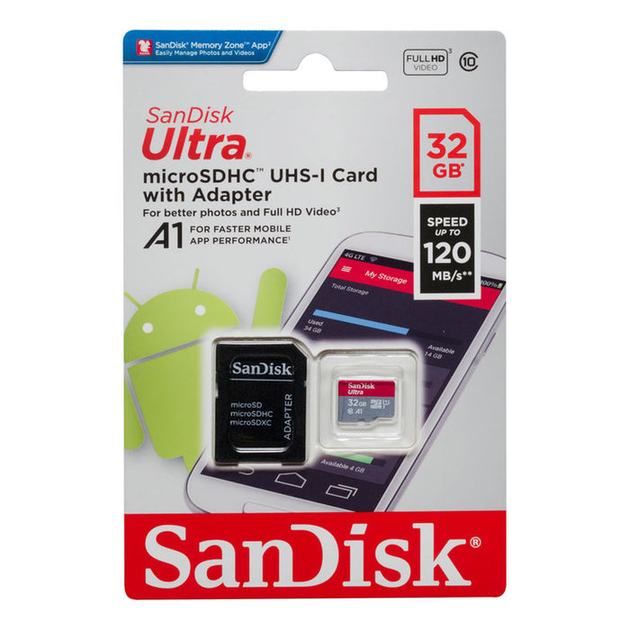 Memory card SanDisk Ultra Android microSDXC 32GB 120MB/s A1 Cl.10 UHS-I (SDSQUA4-032G-GN6MA)