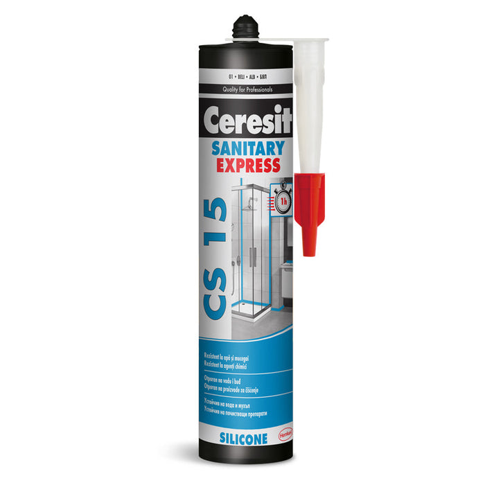 SANITARY SILICONE CERESIT CS15 EXPRESS - Силикони и акрили<<<Лепила за плочки фуги силикони и