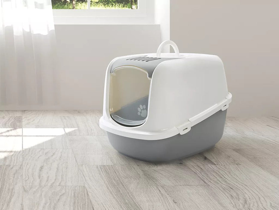 SAVIC Nestor Jumbo White-Grey – covered cat litter box – 66.5x48.5x46.5 cm – 1 pc.