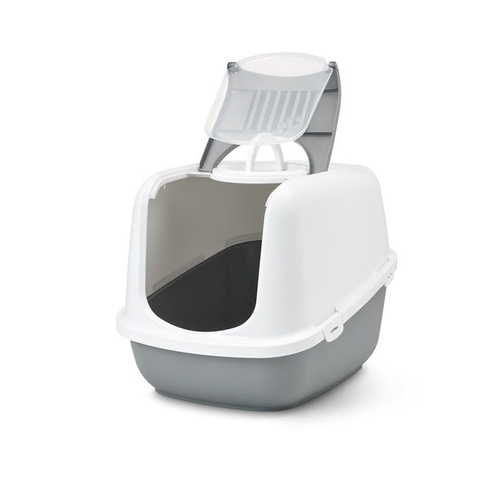 SAVIC Nestor Jumbo White-Grey – covered cat litter box – 66.5x48.5x46.5 cm – 1 pc.