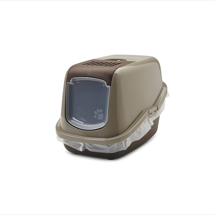 SAVIC Nestor warm gray-chocolate brown - covered cat litter box - 56x39x38.5 cm - 1 pc.