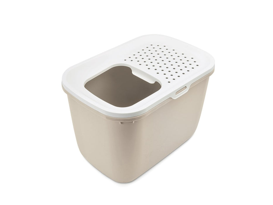 SAVIC HOP Coffee Brown with White Lid – Cat Litter Tray – 58.5x39x39.5 cm – 1 pc.