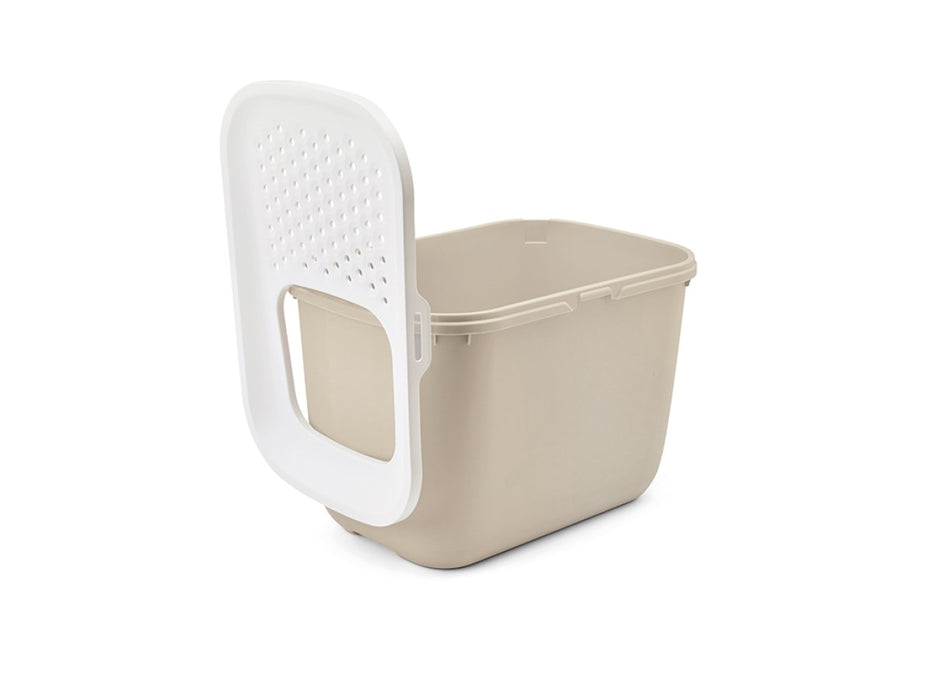 SAVIC HOP Coffee Brown with White Lid – Cat Litter Tray – 58.5x39x39.5 cm – 1 pc.