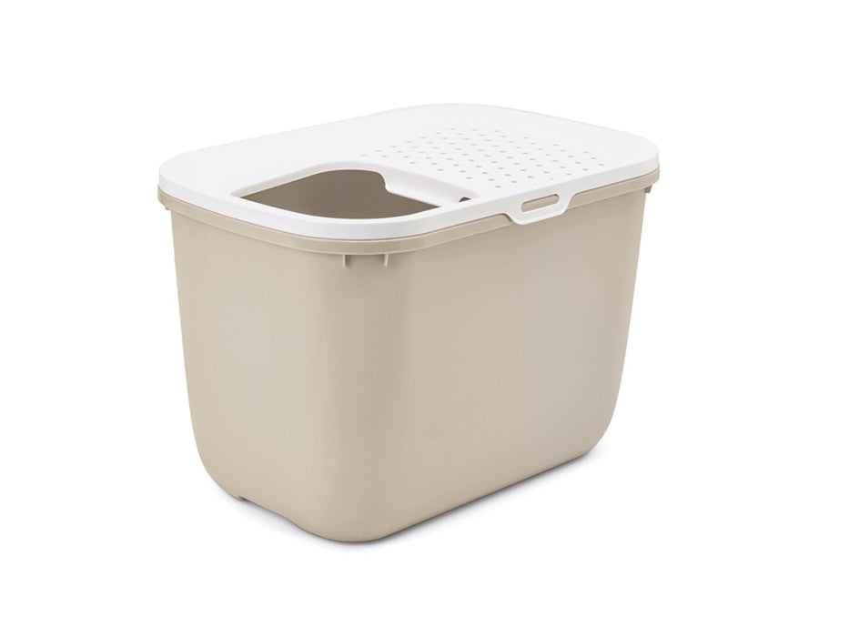 SAVIC HOP Coffee Brown with White Lid – Cat Litter Tray – 58.5x39x39.5 cm – 1 pc.