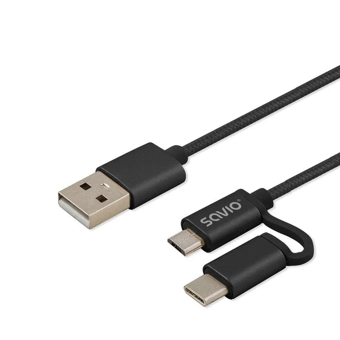 Savio CL-128 USB cable USB 2.0 1 m USB A USB C/Micro-USB A Black - USB cablesAKG-KAB<<<GSM accessoriesAKG<<<ActionPL