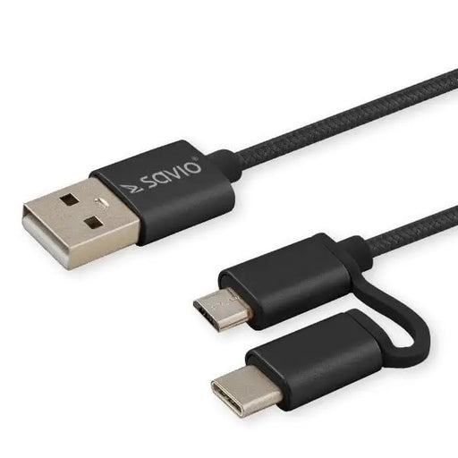 Savio CL-128 USB cable USB 2.0 1 m USB A USB C/Micro-USB A Black - USB cablesAKG-KAB<<<GSM accessoriesAKG<<<ActionPL