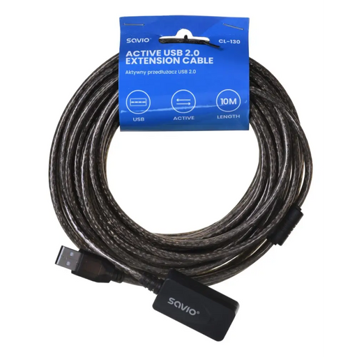 SAVIO CL-130 USB active port extension 10m USB 2.0-A male USB 2.0-A female Black - USB cablesKBA-USB<<<Cables