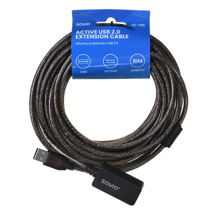 SAVIO CL-130 USB active port extension 10m USB 2.0-A male USB 2.0-A female Black - USB cablesKBA-USB<<<Cables