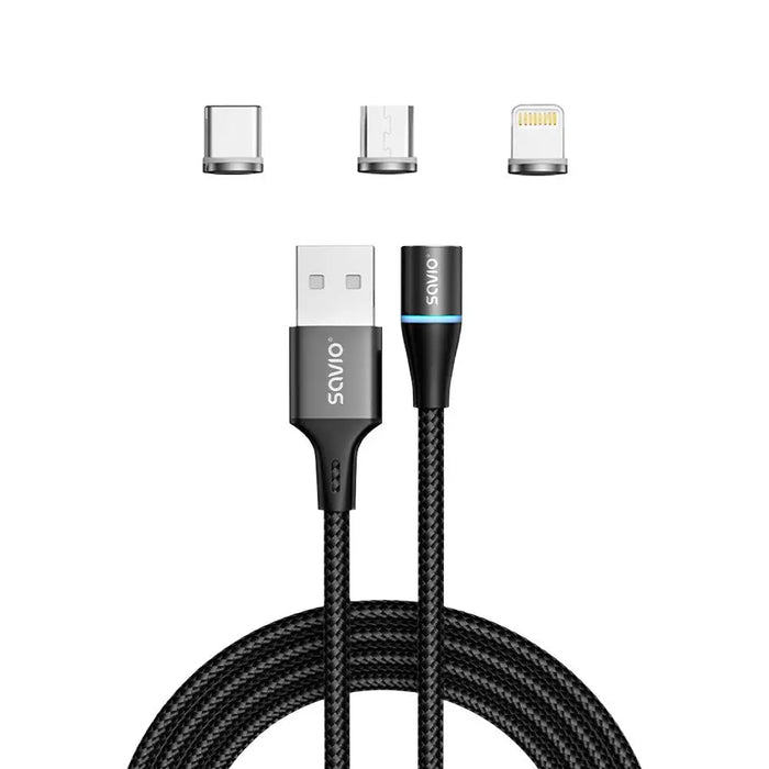 Savio CL-152 USB cable 1 m USB 2.0 USB C Micro USB A/Lightning Black - USB cablesKBA-USB<<<Cables
