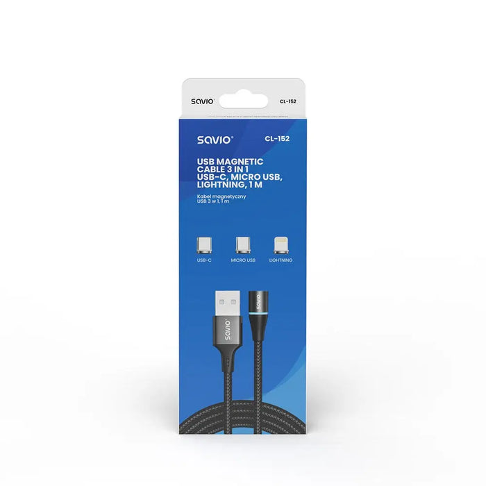 Savio CL-152 USB cable 1 m USB 2.0 USB C Micro USB A/Lightning Black - USB cablesKBA-USB<<<Cables