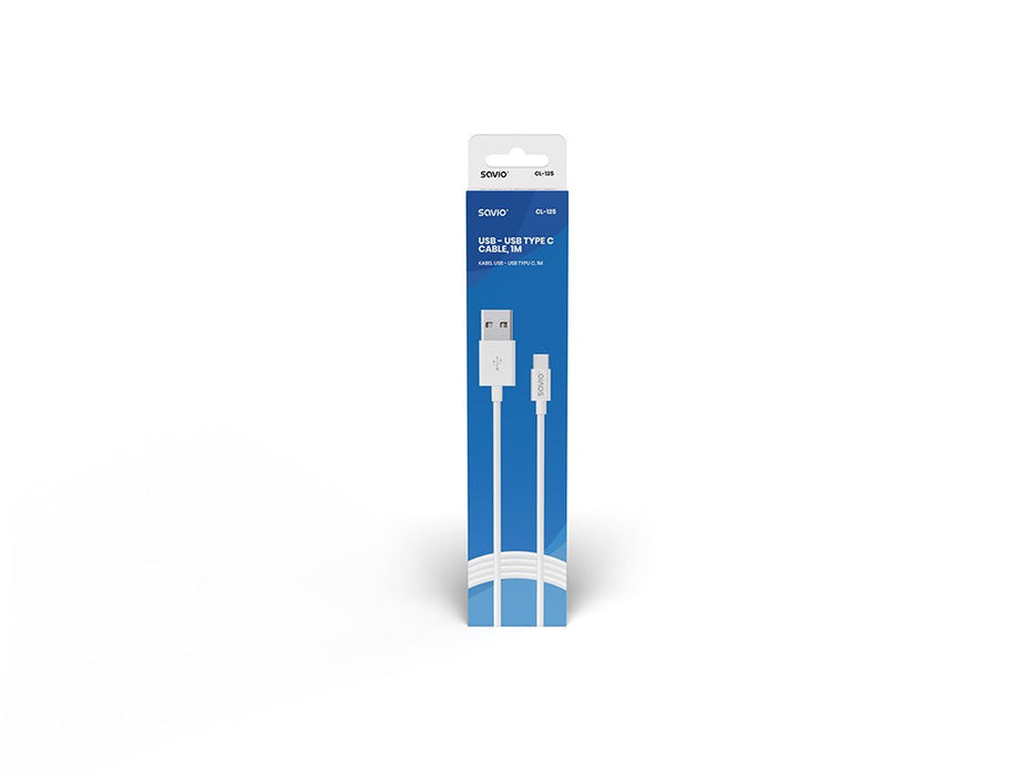 Savio USB – USB type C cable 5A, 1m CL-126 White
