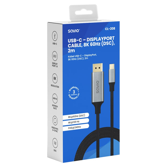 Savio CL-208 USB cable USB 3.2 Gen 1 (3.1 Gen 1) 2 m USB C Black, Grey