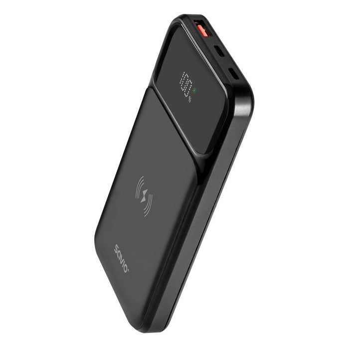 Savio BA-09 power bank Lithium Polymer (LiPo) 37 mAh Wireless charging Black