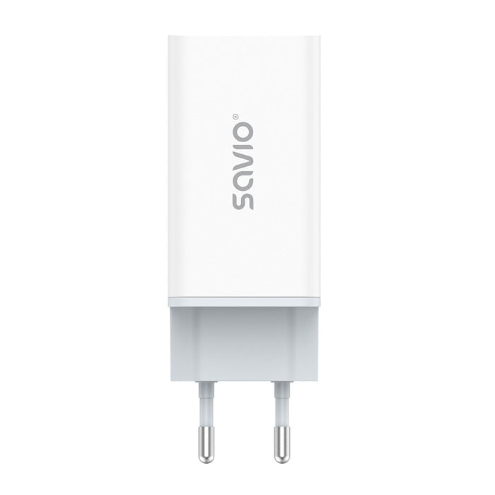 SAVIO LA-07 GaN 65W mains charger, USB, QC4.0+, PD 3.0, White
