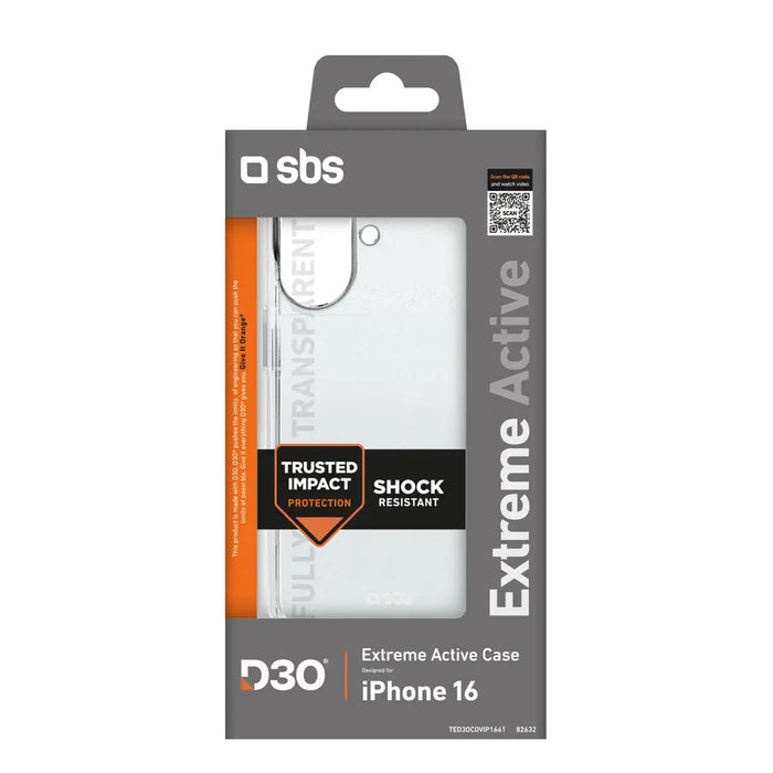 SBS Extreme Active D3O Case for iPhone 16 - Transparent - Cell phone cases and covers<<<HurtelXML