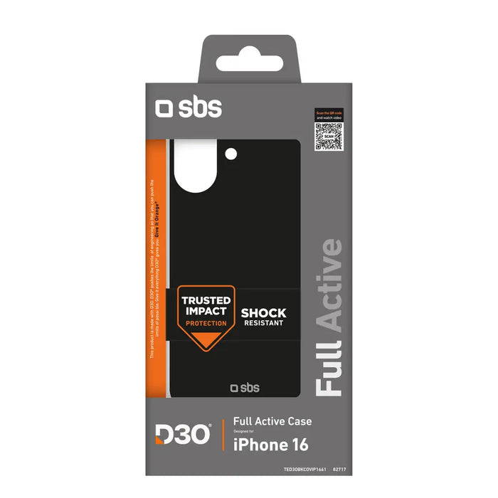 SBS Full Active D3O iPhone 16 Case - Black - Cell phone cases and covers<<<HurtelXML
