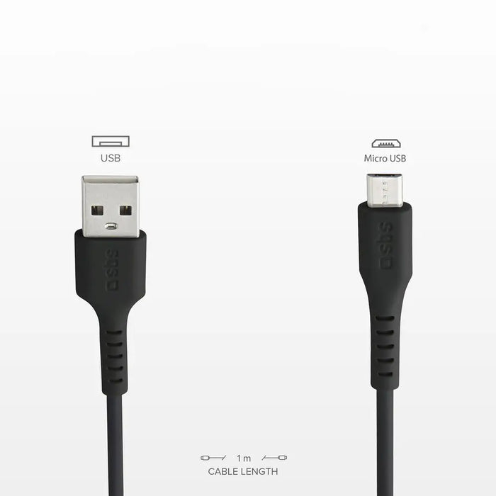 SBS LTHL200 USB-A - Micro-USB Cable 1m - Black - Cell phone cables<<<HurtelXML