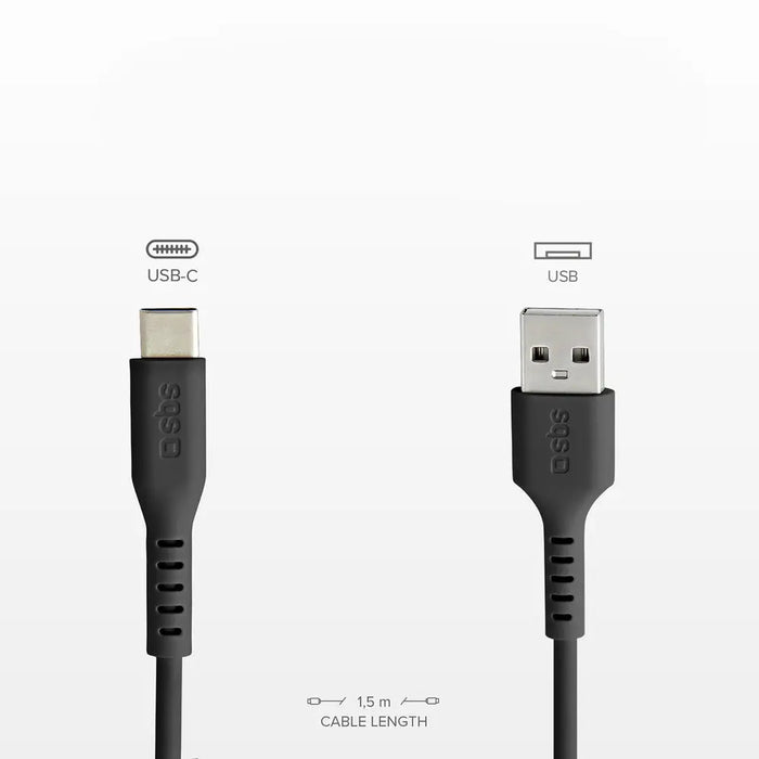 SBS TECABLEMICROC15K USB-A - USB-C Cable 1.5m - Black - Cell phone cables<<<HurtelXML&&&Аксесоари за