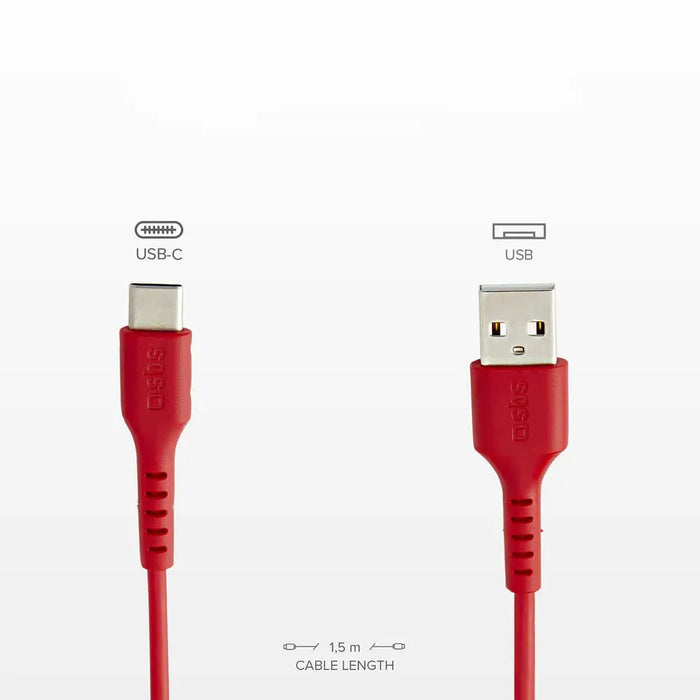 SBS TECABLEMICROC15R USB-A - USB-C Cable 1.5m - Red - Cell phone cables<<<HurtelXML