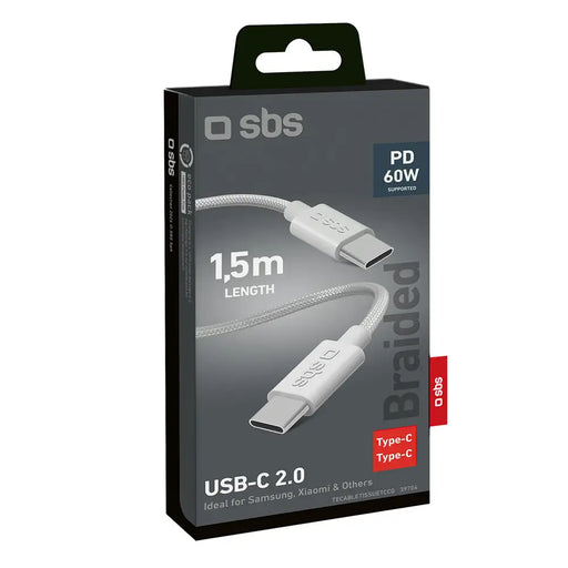 SBS TECABLETISSUETCCG USB-C - USB-C 1.5m 60W braided cable - gray - Cell phone cables<<<HurtelXML&&&Аксесоари за