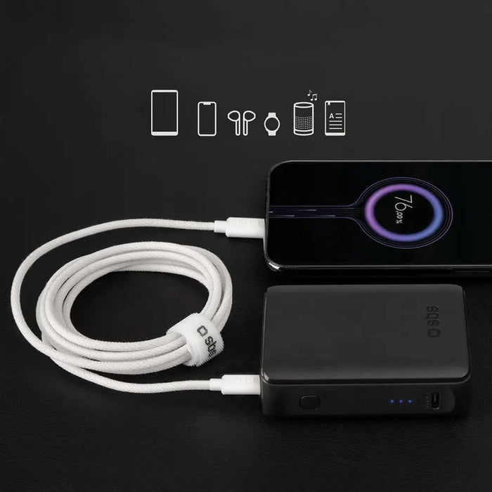 SBS TECABLETISSUETCCG USB-C - USB-C 1.5m 60W braided cable - gray - Cell phone cables<<<HurtelXML&&&Аксесоари за