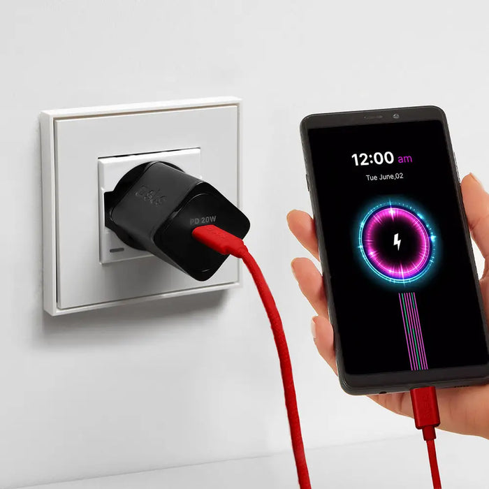 SBS TECABLETISSUETCCR USB-C - USB-C 1.5m 60W Braided Cable - Red - Cell phone cables<<<HurtelXML&&&Аксесоари за мобилни