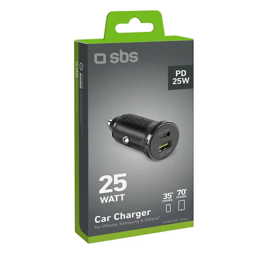 SBS TECRPD25W Car Charger 25W USB-A USB-C with Power Delivery - Black - Cell phone USB charger<<<HurtelXML&&&Аксесоари