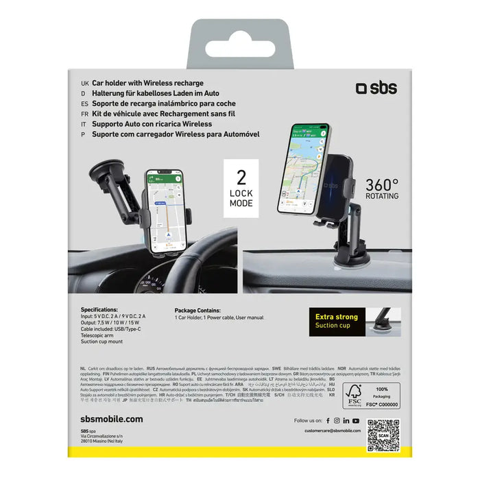 SBS TESUPEXTWIR15W 15W Wireless Charger Holder - Black - Cell phone holders<<<HurtelXML