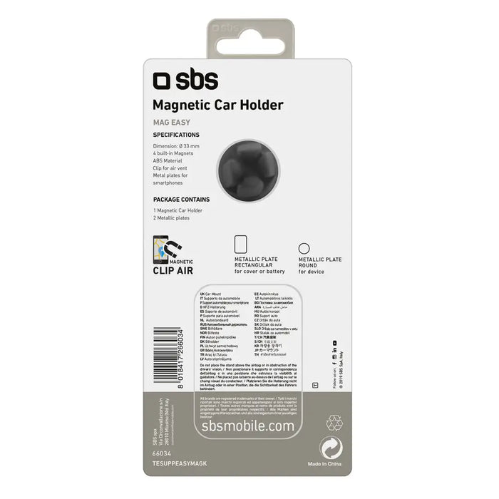 SBS TESUPPEASYMAGK smartphone holder magnetic for air vent - black - Cell phone holders<<<HurtelXML