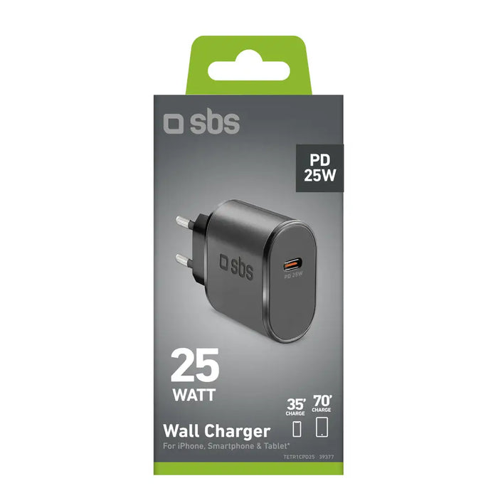 SBS TETR1CPD25 25W USB-C Wall Charger with Power Delivery - Black - Cell phone USB charger<<<HurtelXML&&&Аксесоари за