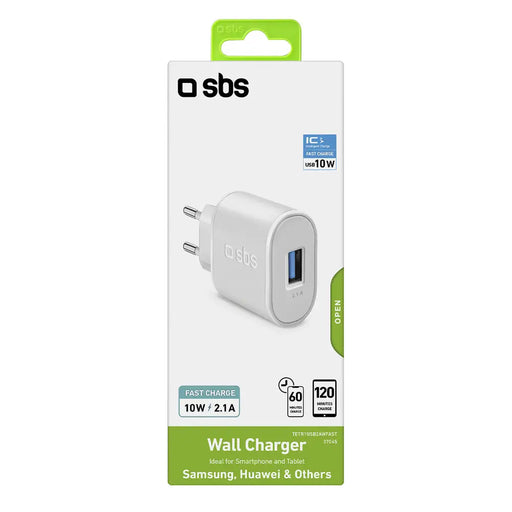SBS TETR1USB2AWFAST 10W USB-A Wall Charger - White - Cell phone USB charger<<<HurtelXML&&&Аксесоари за
