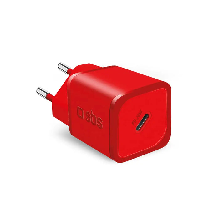 SBS TETRGAN1C20R 20W GaN Wall Charger with Power Delivery - Red - Cell phone USB charger<<<HurtelXML&&&Аксесоари за