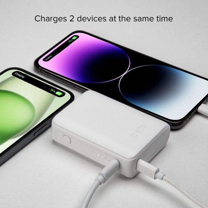 POWER BANK 10,000mAh, 2xUSB-C, 1xUSB A, 10W, SBS - WHITE