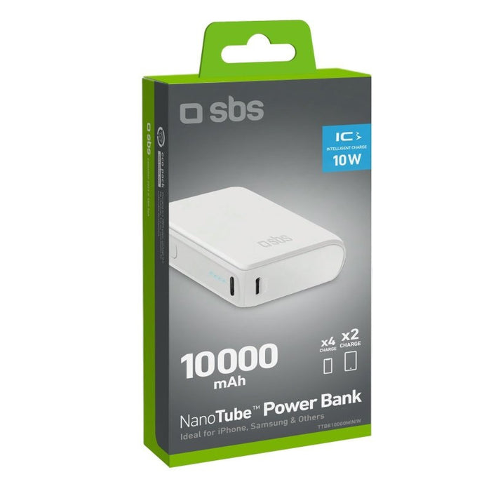 POWER BANK 10,000mAh, 2xUSB-C, 1xUSB A, 10W, SBS - WHITE