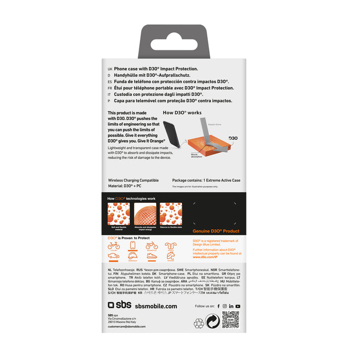 SBS Extreme Active D3O Case for iPhone 16 - Transparent