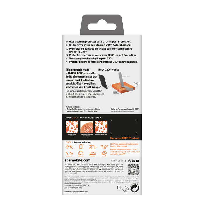 SBS Tempered Glass D3O with frame for iPhone 16 Plus / iPhone 15 Plus