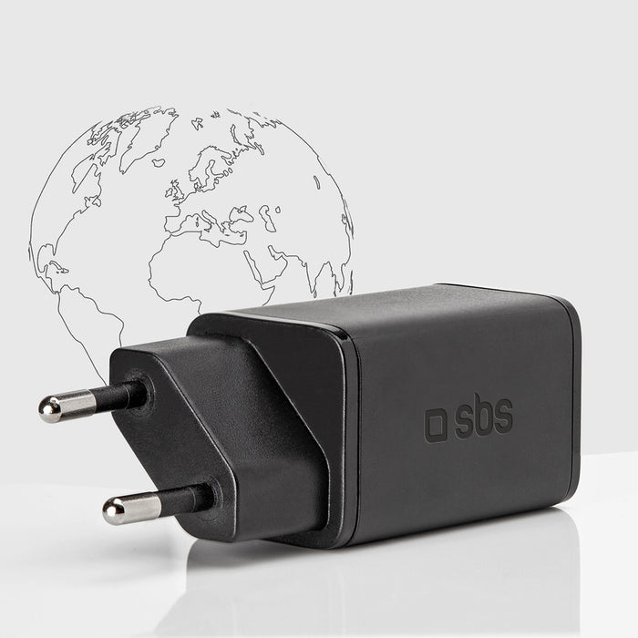 SBS TETRGAN1C45W 45W GaN USB-C Wall Charger with Power Delivery - Black
