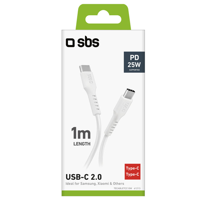 SBS TECABLETCC10W USB-C Cable - USB-C Power Delivery 25W 1 m - white