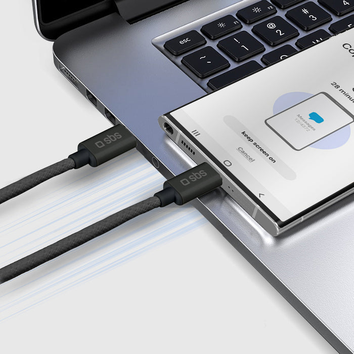 SBS TECABLETISSUETCK USB-C - USB-C 1.5m 60W braided cable - black