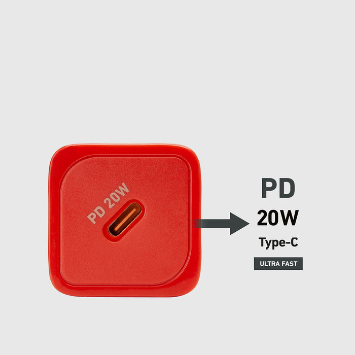 SBS TETRGAN1C20R 20W GaN Wall Charger with Power Delivery - Red