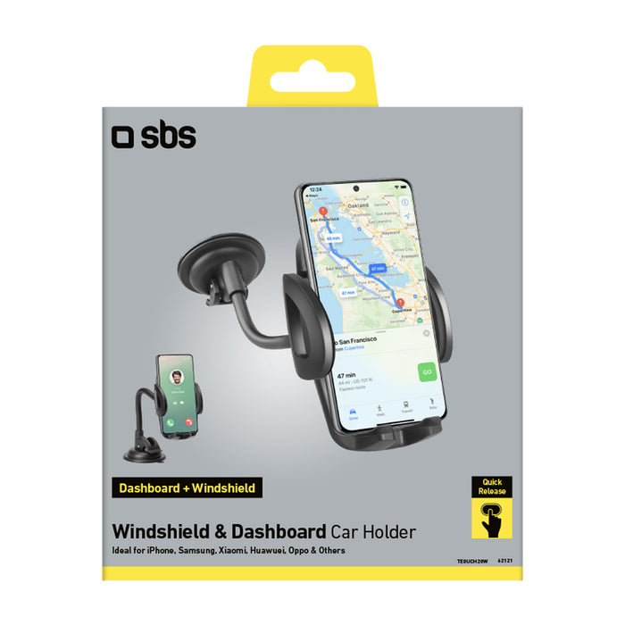 SBS TE0UCH20W Smartphone Holder for 6.8" on Glass - Black