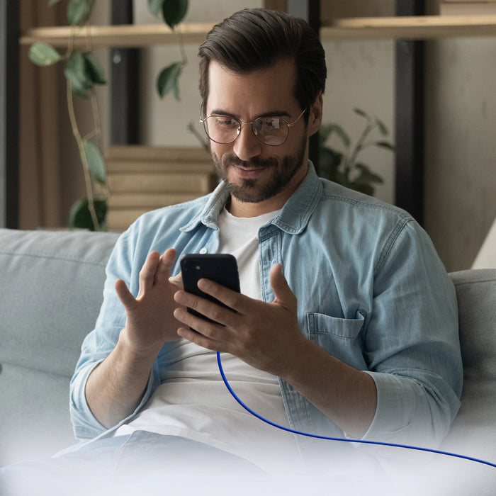 SBS TECABLETISSUETCCB USB-C - USB-C 1.5m 60W braided cable - blue