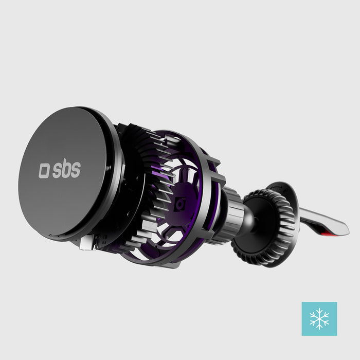 Smartphone holder with inductive charger SBS TESUPFANWIR15W 15W for air vent, with cooling - black