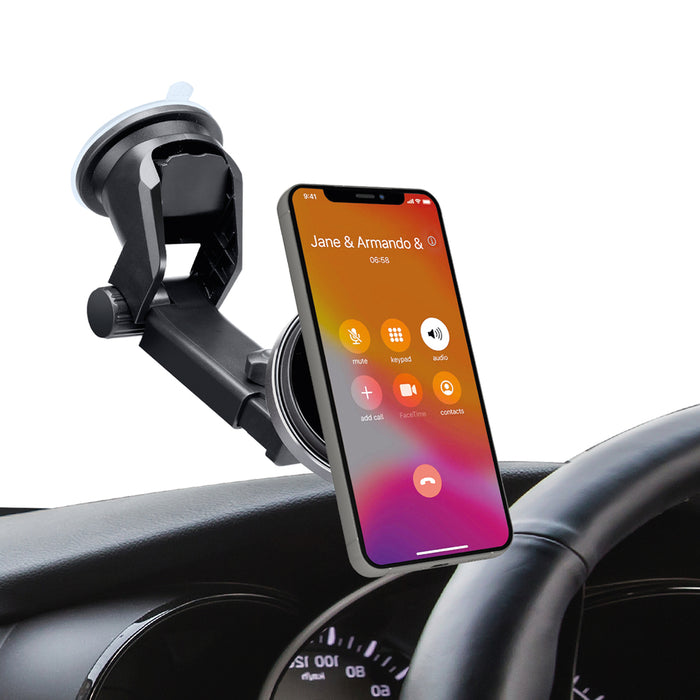 SBS TESUPMAGEXTWIR15W Telescopic Smartphone Holder with Wireless Charger, MagSafe Compatible, for Windshield and Dashboard - Black