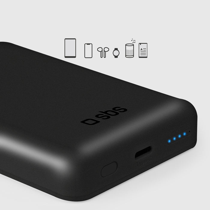 SBS TEBB5000MAG1CK Wireless Power Bank 5000 mAh USB-C, MagSafe Compatible - Black