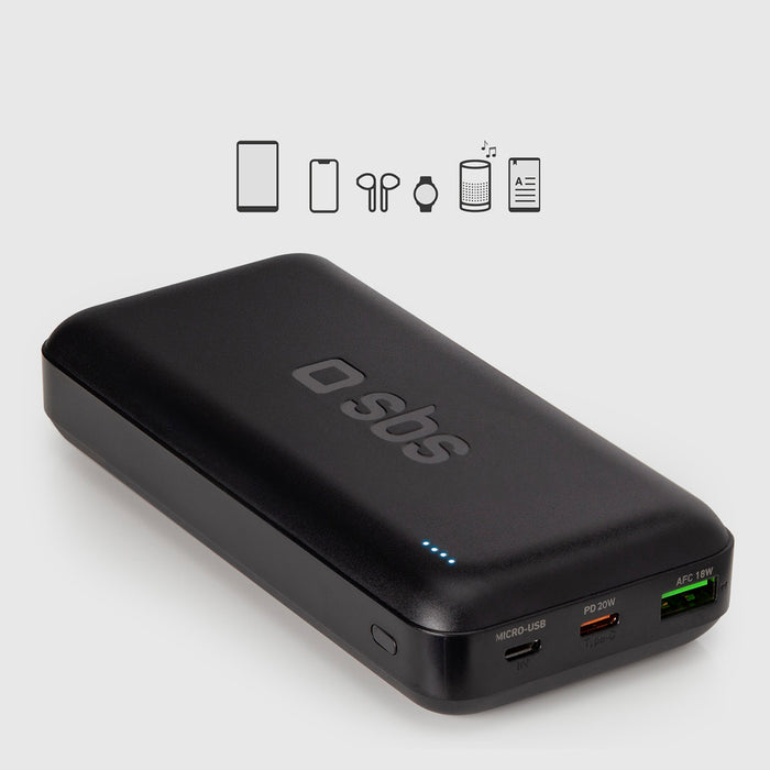 Powerbank SBS TTBB20000PD20K 20000 mAh 20W PD USB-C, USB-A, Micro-USB - black