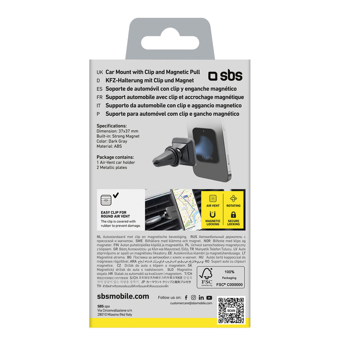Magnetic smartphone holder SBS TESUPMAGLCLIP - black